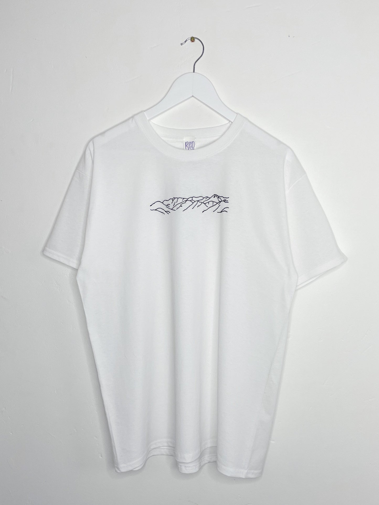 Mountain Lineart Hand Embroidered T-Shirt