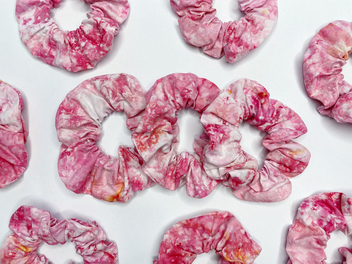 Pink Ice Dye Handmade Cotton Scrunchies