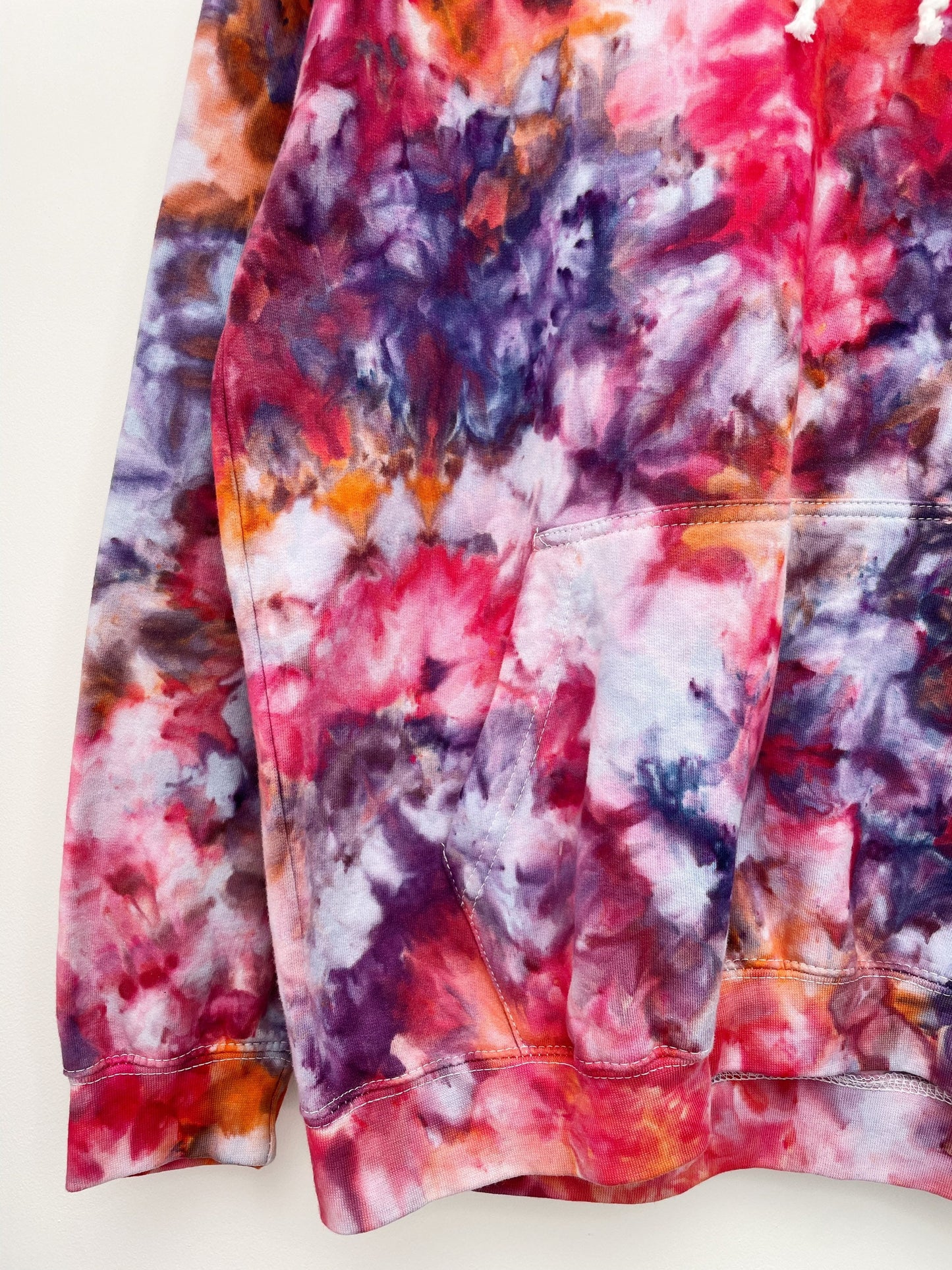 L | Ice Dye Red Galaxy Hand Dyed Pullover Hoodie