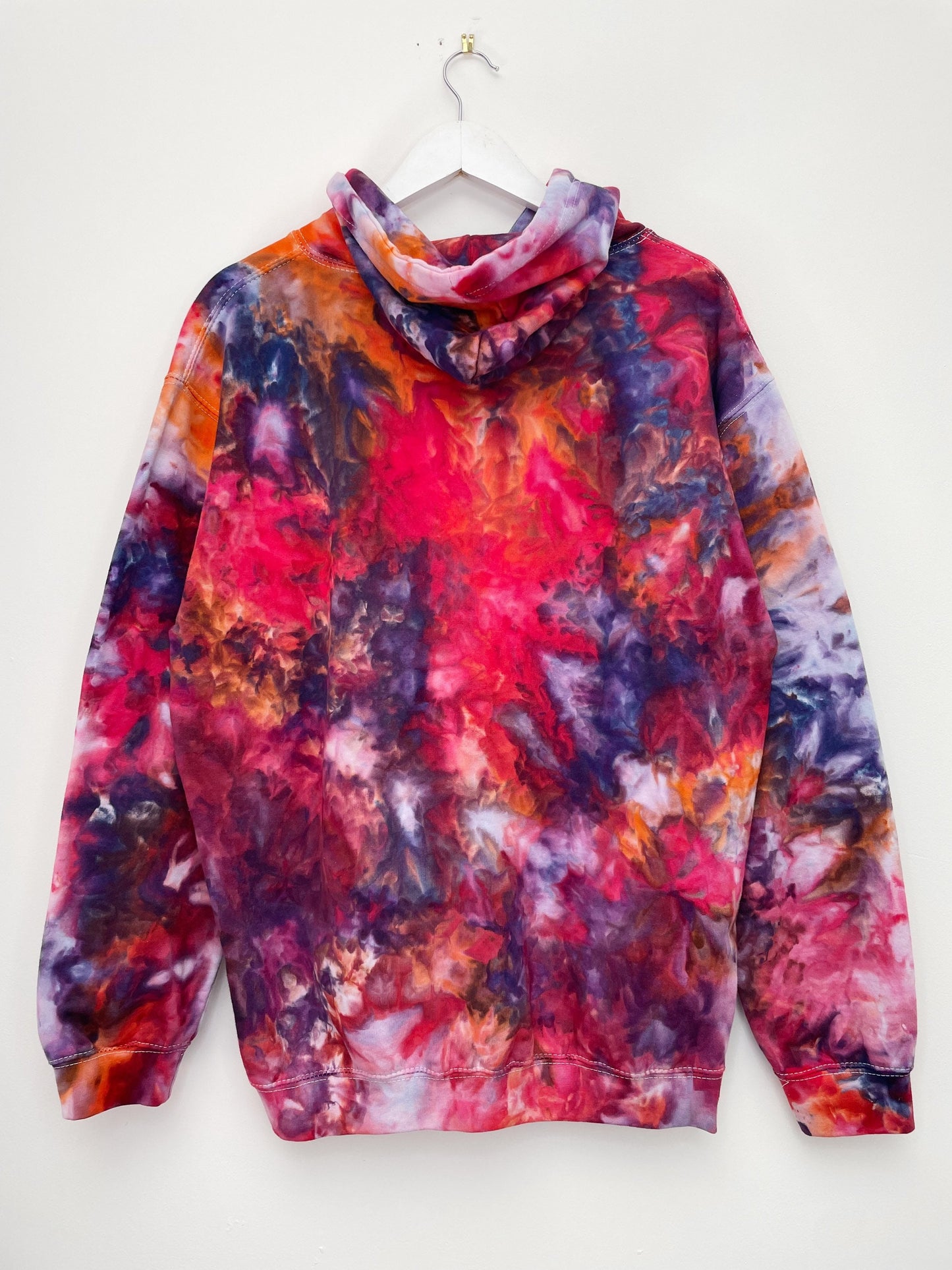 L | Ice Dye Red Galaxy Hand Dyed Pullover Hoodie