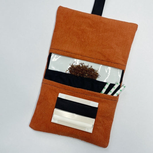 Handmade Orange Corduroy Tobacco Pouch