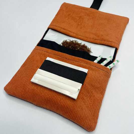 Handmade Orange Corduroy Tobacco Pouch