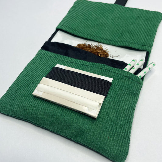 Handmade Tobacco Pouch | Green Corduroy Tobacco Storage Cover