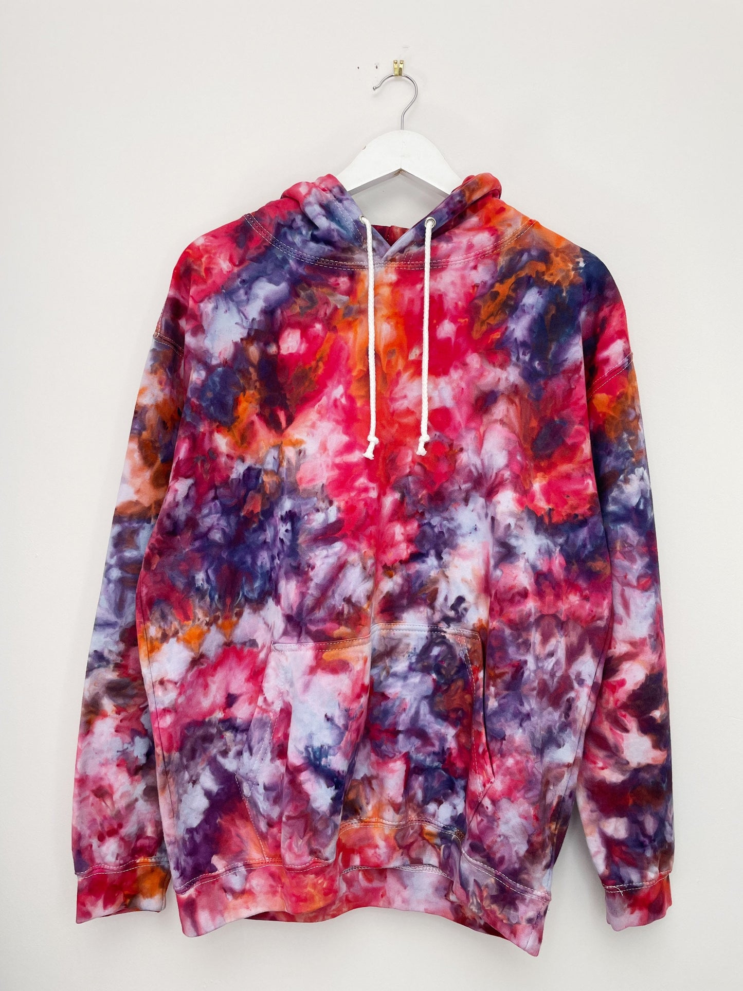 L | Ice Dye Red Galaxy Hand Dyed Pullover Hoodie