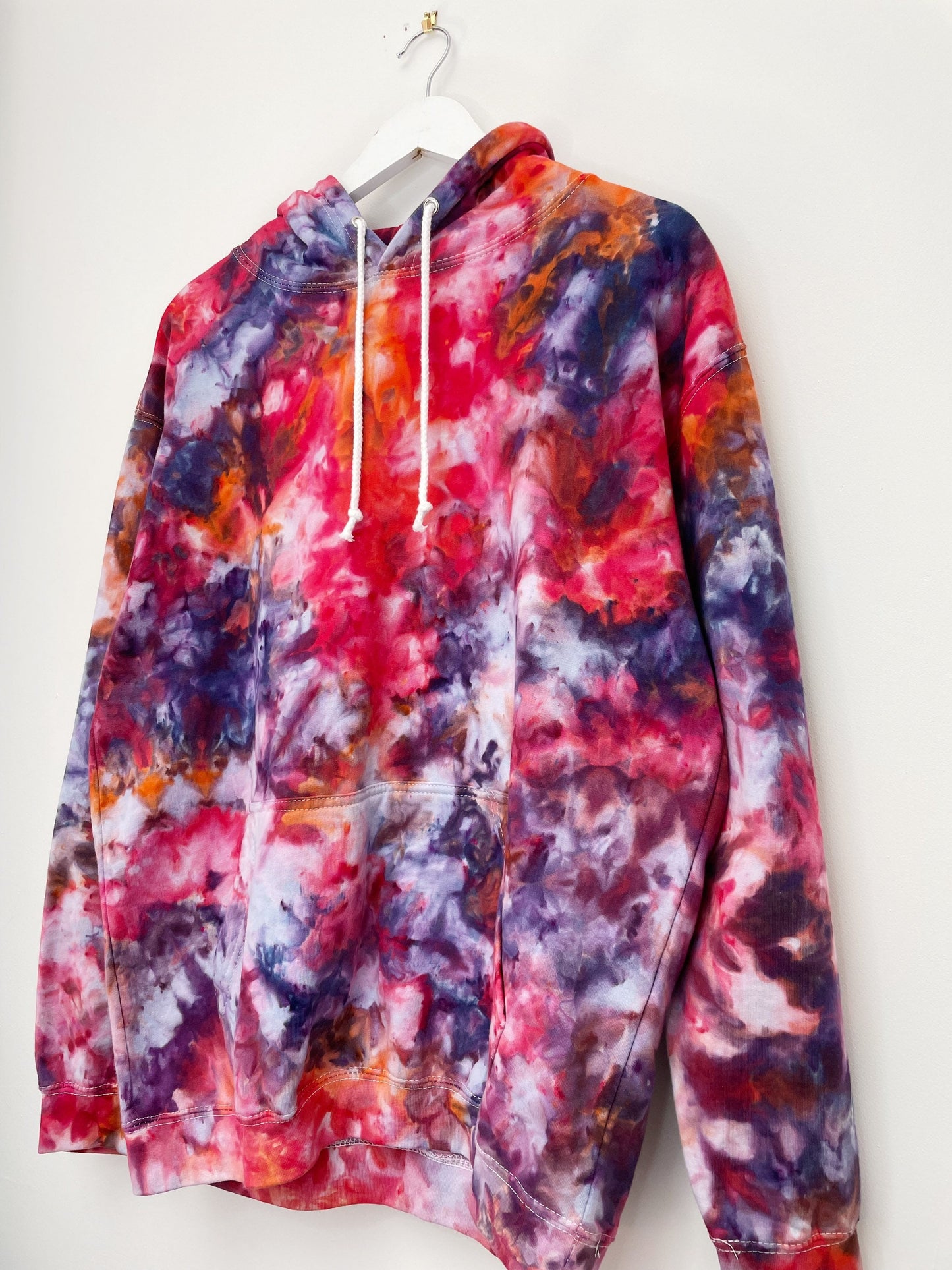 L | Ice Dye Red Galaxy Hand Dyed Pullover Hoodie