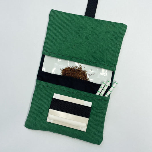 Handmade Tobacco Pouch | Green Corduroy Tobacco Storage Cover