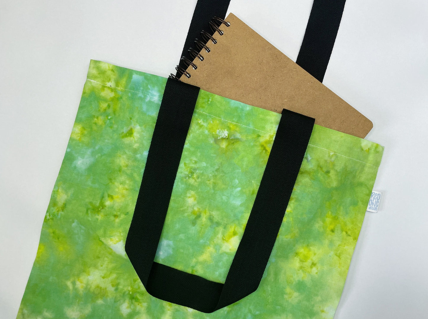 Green Ice Dye Handmade Tote Bag Re-useable Cotton Ice Tie Dye
