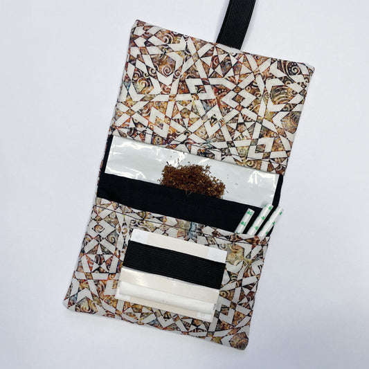 Handmade Tobacco Pouch | Geometric Print Rolling Tobacco Storage Holder