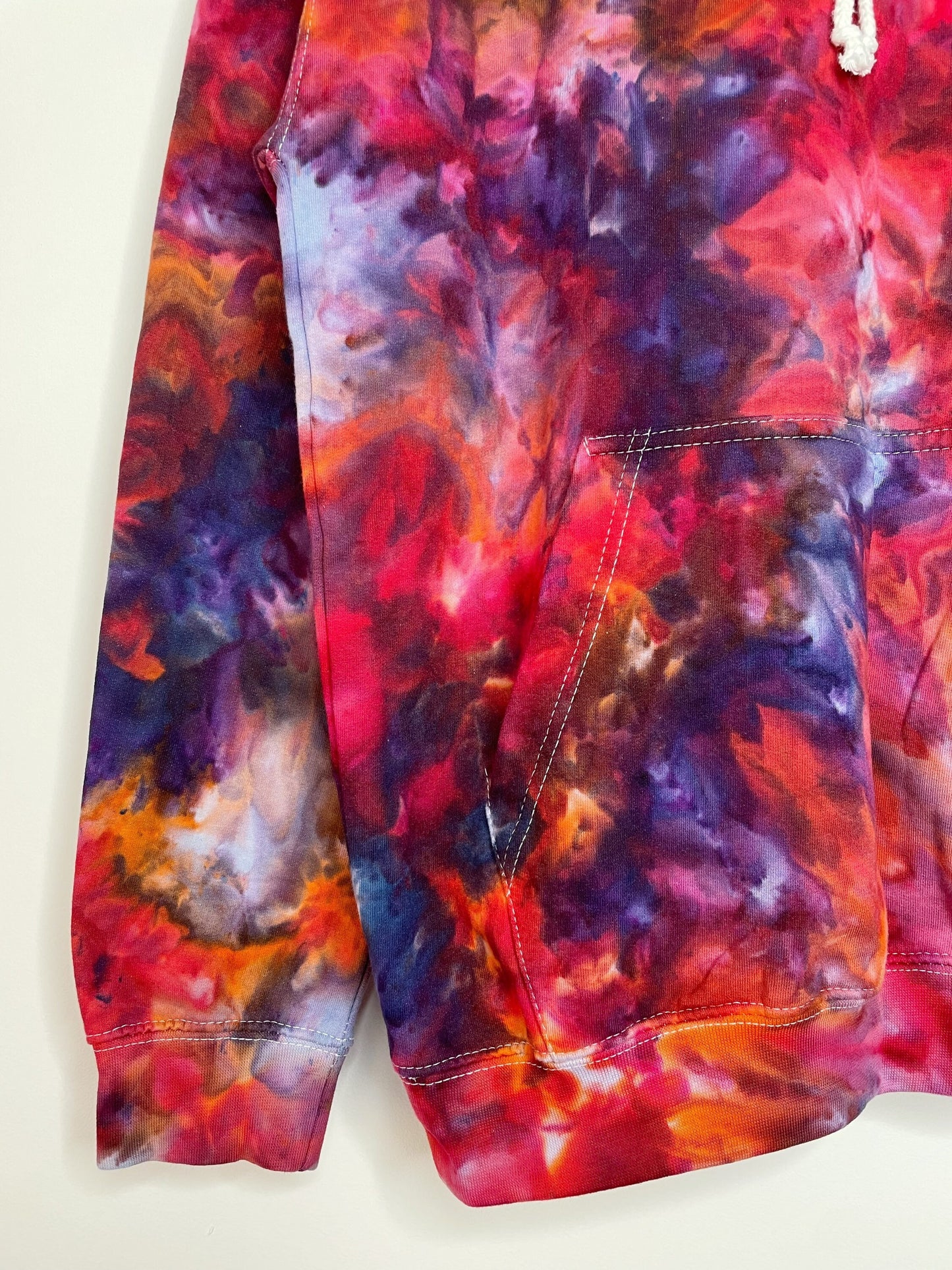 M | Ice Dye Red Galaxy Hand Dyed Pullover Hoodie