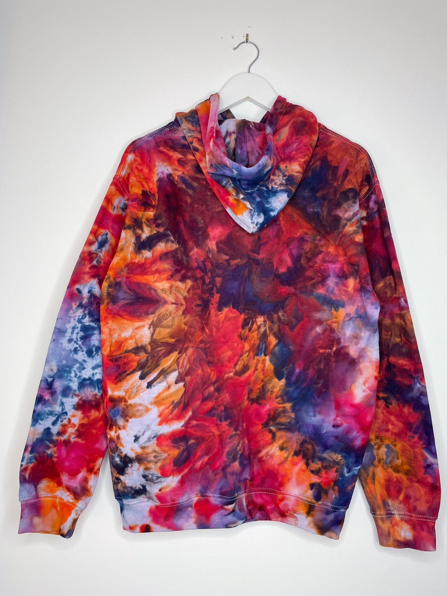 M | Ice Dye Red Galaxy Hand Dyed Pullover Hoodie