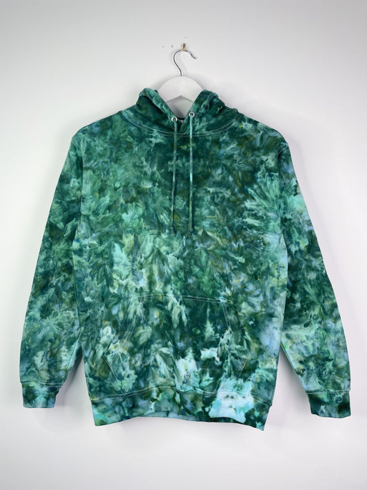 XS | Ice Dye Dark Green Hand Dyed Pullover Hoodie